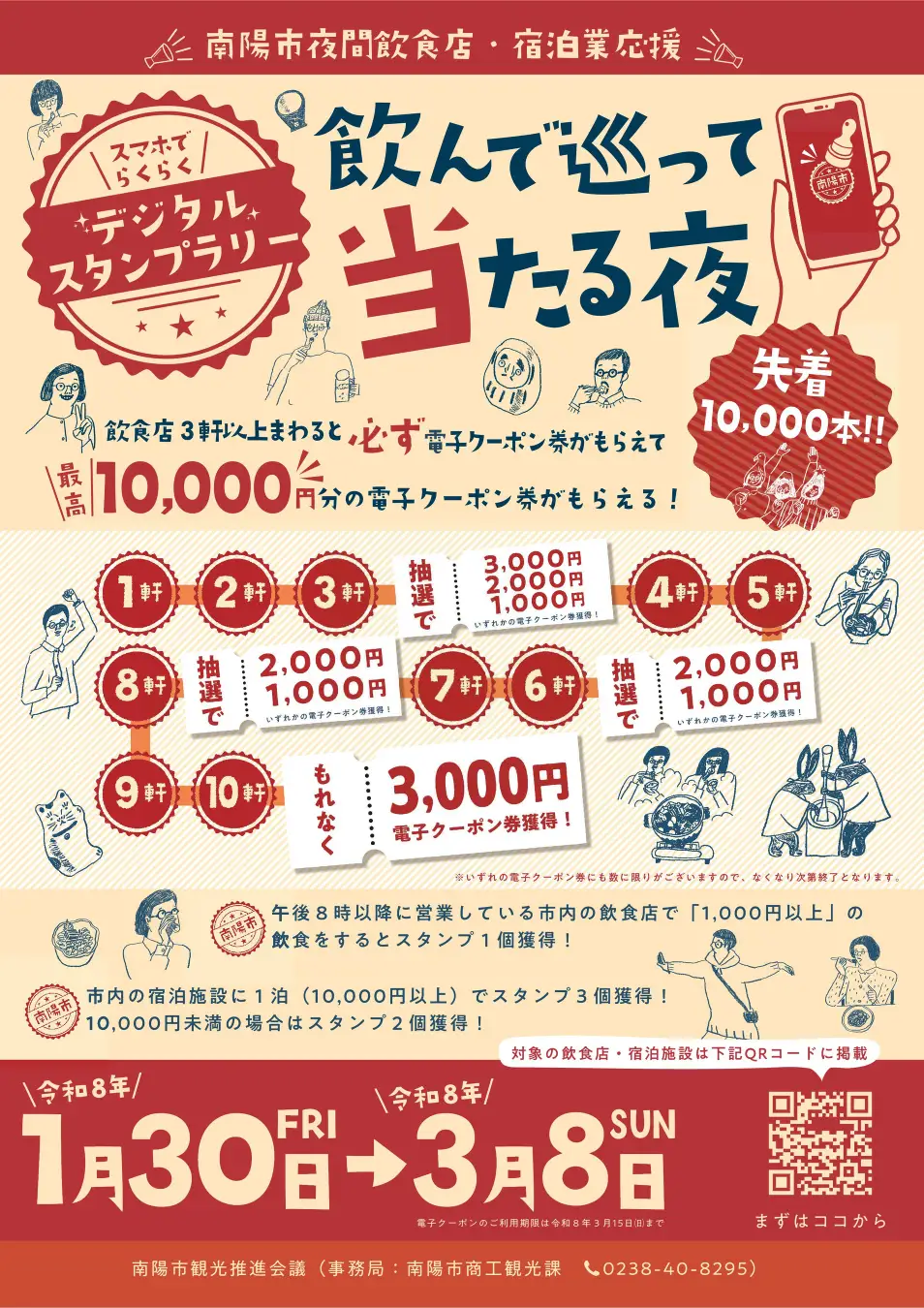 最高1万円分の電子クーポン券がもらえる！デジタルスタンプラリーで市